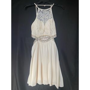 Off white gold short formal dress